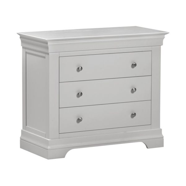 Bordeaux 3 Drawer Chest - L43 x W90 x H75 cm - Pebble Grey
