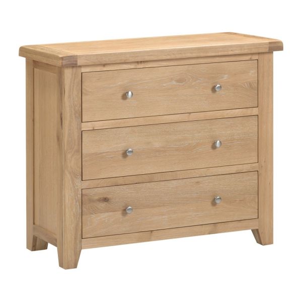 Windsor 3 Drawer Chest - L40 x W97 x H81 cm - Natural Oak