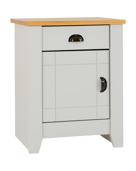 Ludlow 1 Drawer 1 Door Bedside - L41 x W46.5 x H59.5 cm - Grey/Oak Lacquer