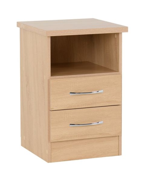 Nevada 2 Drawer Bedside - L40 x W40 x H61 cm - Sonoma Oak Effect