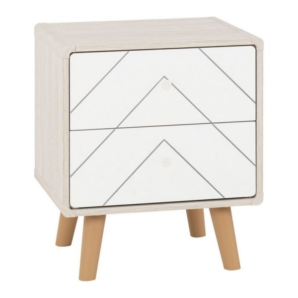 Dixie 2 Drawer Bedside - L39.5 x W48 x H56 cm - Dusty Grey/White