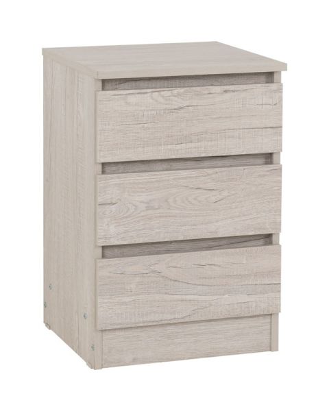 Malvern 3 Drawer Bedside - L40 x W40 x H60 cm - Urban Snow