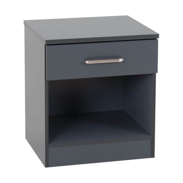 Dakota 1 Drawer Bedside - L36 x W40 x H46 cm - Dark Grey