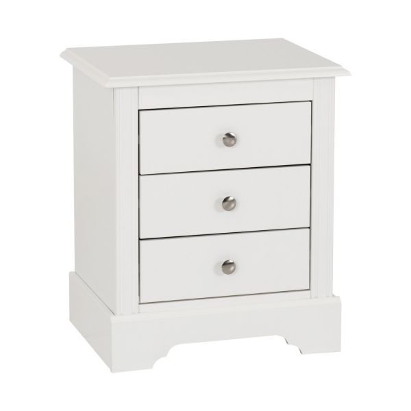 Stratford 3 Drawer Bedside - L38 x W50 x H58.5 cm - White