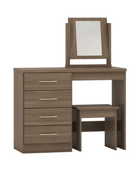 Nevada 4 Drawer Dressing Table Set - Rustic Oak Effect