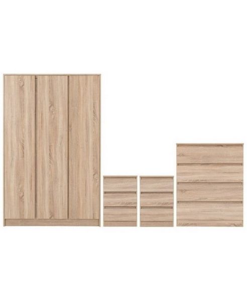 Malvern 3 Door Wardrobe Bedroom Set - Sonoma Oak Effect