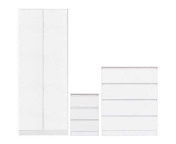 Malvern Trio Bedroom Set - L50.5 x W80 x H180 cm - White