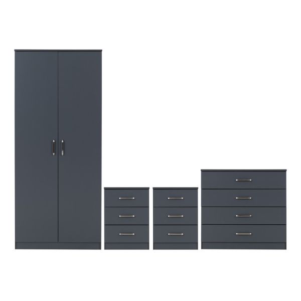 Dakota 2 Door Wardrobe Bedroom Set - Dark Grey