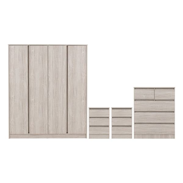 Malvern 4 Door Wardrobe Bedroom Set - Urban Snow