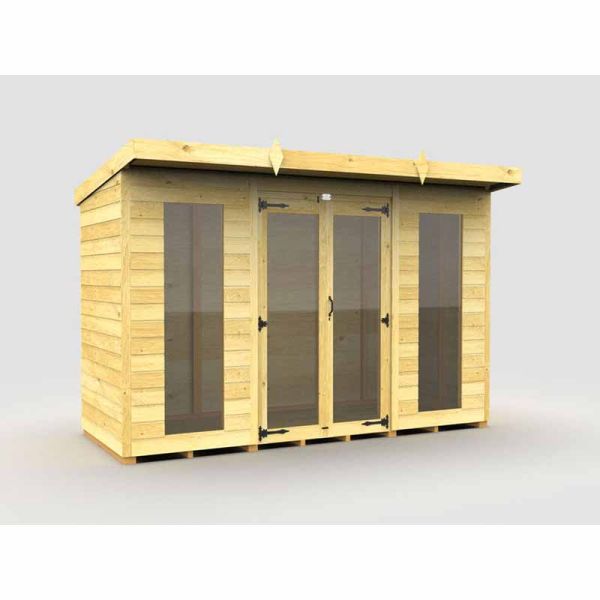 10ft x 4ft Pent Summer House (Full Height Window) - Wood - L 118 x W 302 x H 201 cm