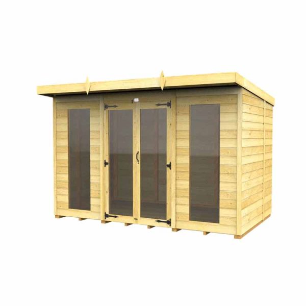 10ft x 8ft Pent Summer House (Full Height Window) - Wood - L 231 x W 302 x H 201 cm