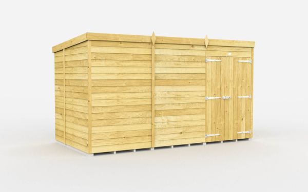 11 x 7 Feet Pent Shed - Double Door Without Windows - Wood - L214 x W329 x H201 cm