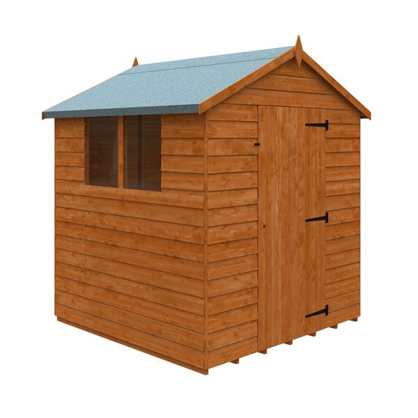 6 x 6 Feet Budget Apex 9mm Shed - Solid Wood/Softwood/Pine - L175 x W175 x H217.9 cm - Burnt Orange