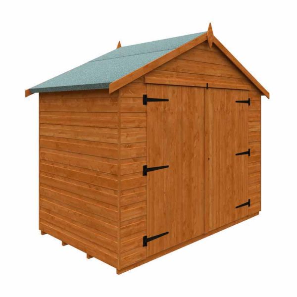 4 x 7 Feet Apex Compact 12mm Shed - Solid Wood/Softwood/Pine - L115 x W205 x H190.8 cm - Burnt Orange