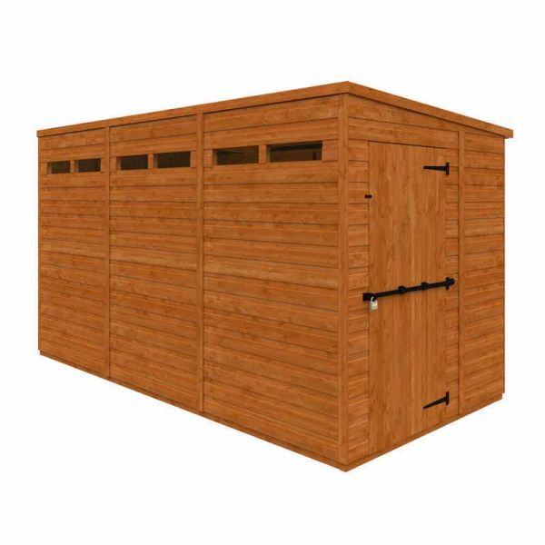 12x6 Flex Pent Security 12mm Flex - L353.8 x W175 x H203 cm - Solid Wood/Softwood/Pine - Burnt Orange