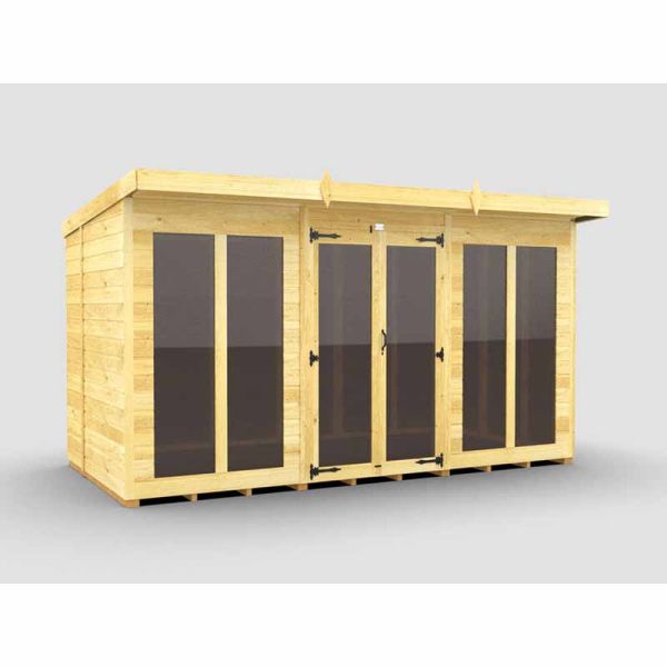 12ft x 6ft Pent Summer House (Full Height Window) - Wood - L 178 x W 358 x H 201 cm