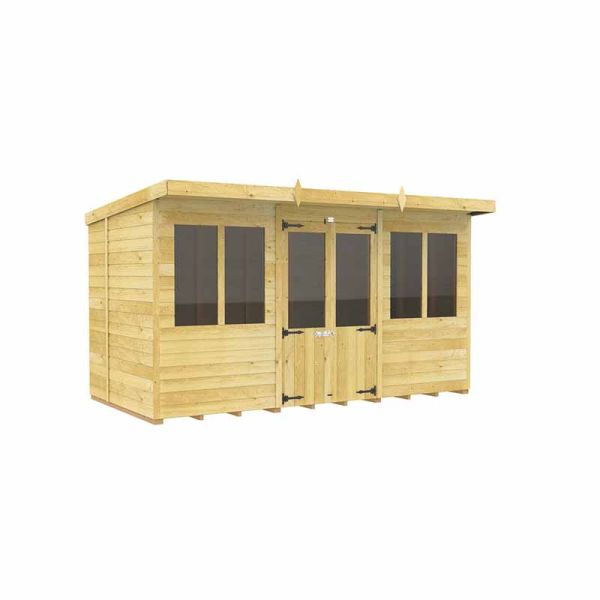 12ft x 6ft Pent Summer House - Wood - L 178 x W 358 x H 201 cm