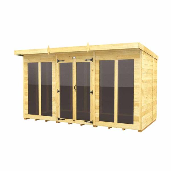 12ft x 8ft Pent Summer House (Full Height Window) - Wood - L 231 x W 358 x H 201 cm