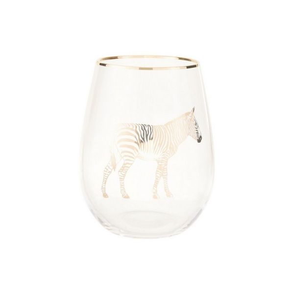 Nomi Zebra Curved Tumbler - Glass - L8 x W8 x H13 cm - Gold/Clear