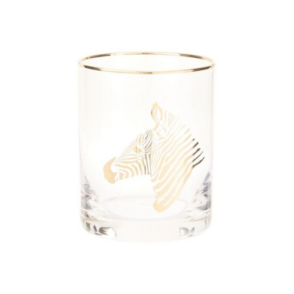 Nomi Zebra Tumbler - Glass - L8 x W8 x H10 cm - Gold/Clear