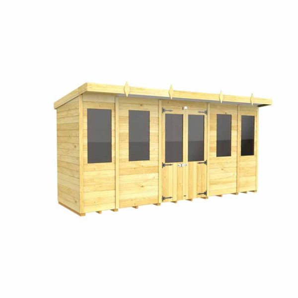 14ft x 4ft Pent Summer House - Wood - L 118 x W 417 x H 201 cm