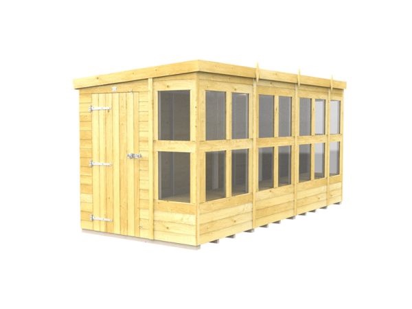 14 x 6 Feet Pent Potting Shed - Wood - L178 x W417 x H201 cm