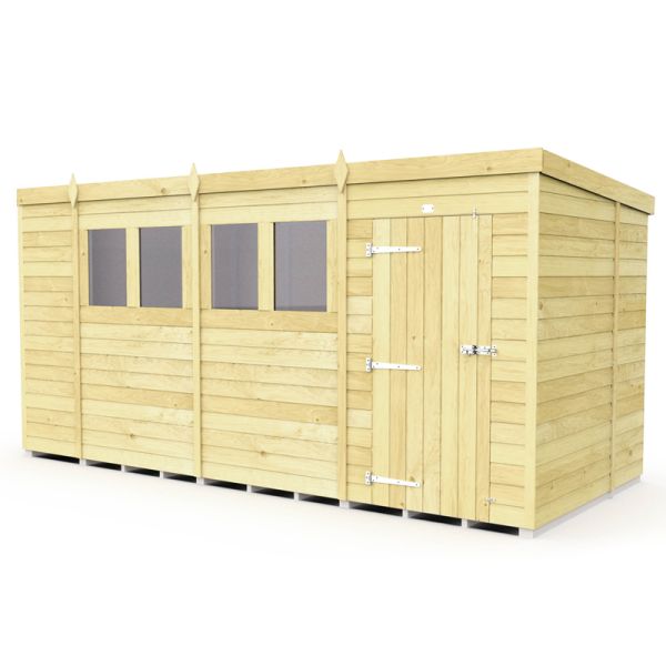 14 x 7 Feet Pent Shed - Single Door With Windows - Wood - L214 x W417 x H201 cm