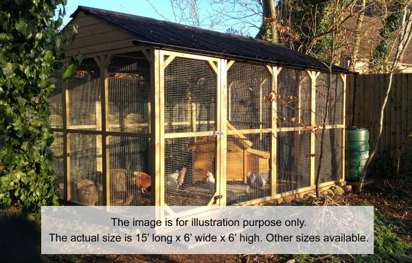 All Cooped Up Poultry/Pet run - 15 foot x 6ft x 6 foot Onduline apex roof -  1/2