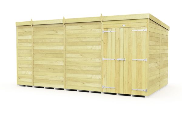 15 x 8 Feet Pent Shed - Double Door Without Windows - Wood - L231 x W454 x H201 cm