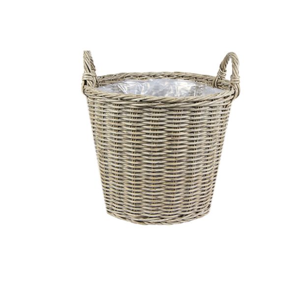 Lined Planter - Polyrattan - L44 x W44 x H49 cm - Natural