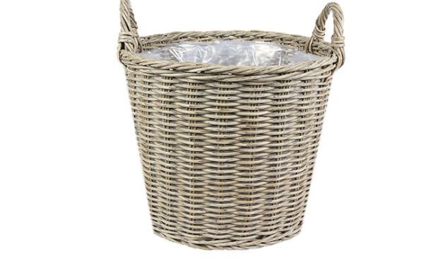 Lined Planter - Polyrattan - L44 x W44 x H49 cm - Natural