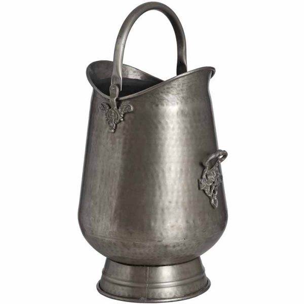 Antique Pewter Coal Bucket - Metal - L36 x W26 x H50 cm - Gun Metal