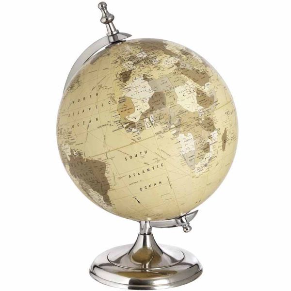 Chrome Desktop Globe - office ornament - L26 x W26 x H45 cm