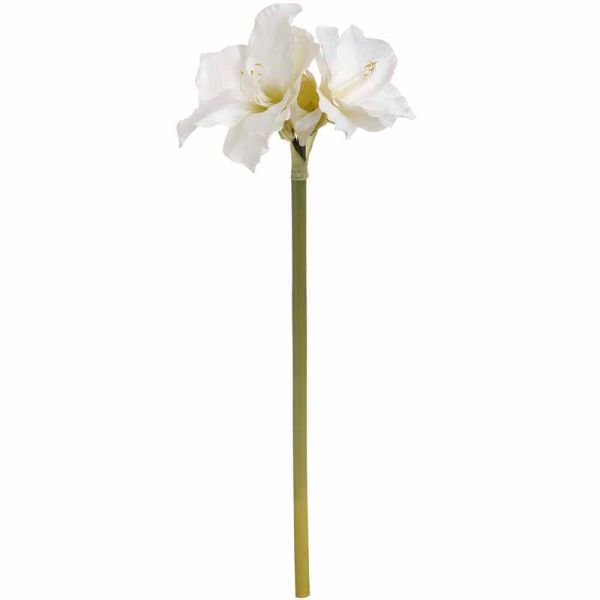 Classic White Amaryllis Artificial Flower - Plastic - L35 x W35 x H81 cm - Cream/Green