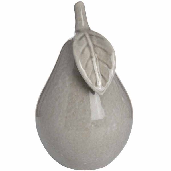 Antique Grey Small Ceramic Pear - decorative ornament - L19 x W11 x H11 cm