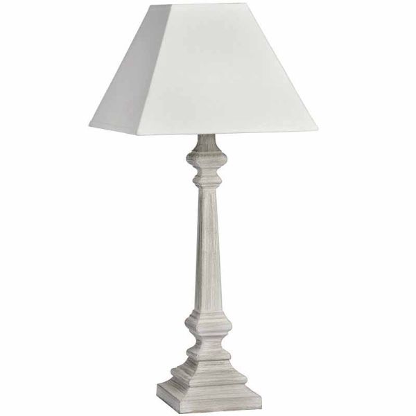 Pula Table Lamp - Linen/Wood - L29 x W29 x H51 cm - White