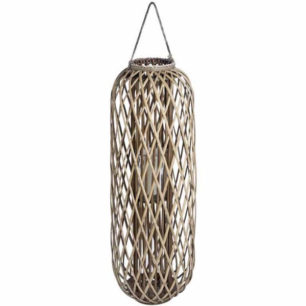 Huge Standing Wicker Lantern - decorative ornament - L21 x W21 x H110 cm