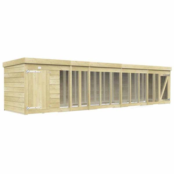 18ft x 4ft Dog Kennel and Run - Wood - L 127 x W 533 x H 127 cm