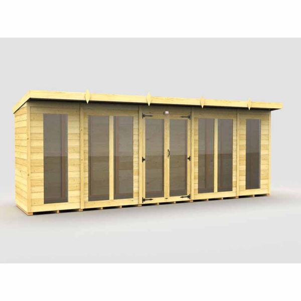 18ft x 4ft Pent Summer House (Full Height Window) - Wood - L118 x W533 x H201 cm
