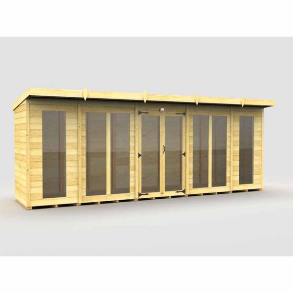 18ft x 4ft Pent Summer House (Full Height Window) - Wood - L 118 x W 533 x H 201 cm