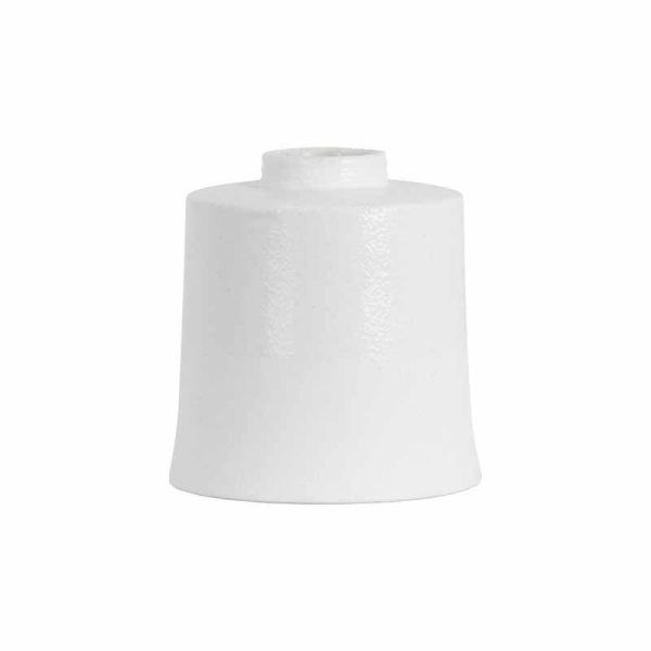Grey Detail Large Cylindrical Ceramic Vase - Ceramic - L25 x W25 x H26 cm - White