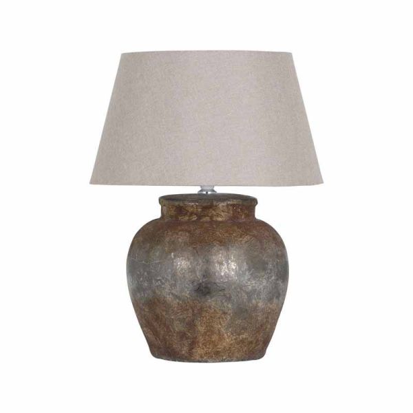 Castello Aged Table Lamp - Ceramic - L30 x W30 x H52 cm - Beige/Black/Stone