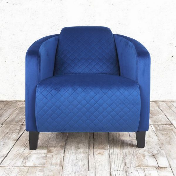 Armchair - Velvet - L86 x W75 x H74 cm - Blue