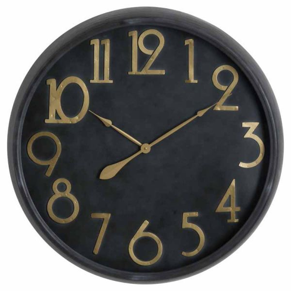 Soho Large Clock - Metal/Wood - L11 x W80 x H80 cm - Black/Brass