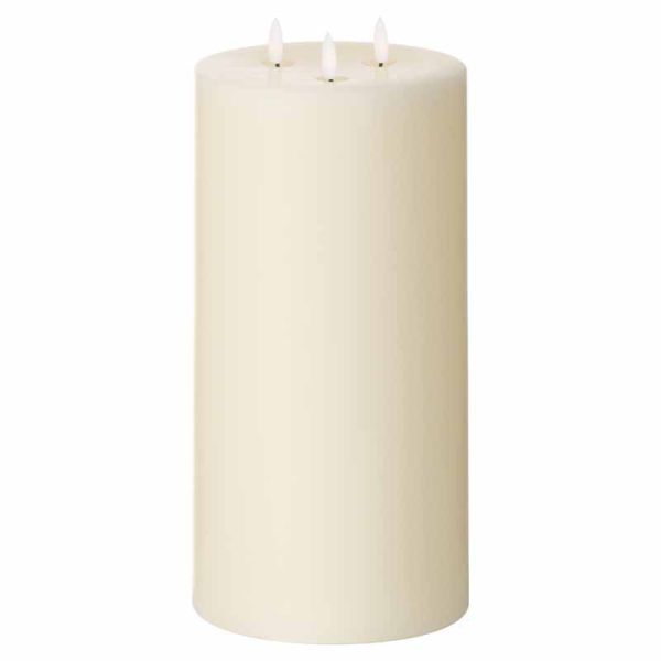 Luxe Collection Natural Glow 6 x 12 LED Candle - Plastic/Wax - L15 x W15 x H30 cm - Ivory