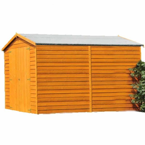 Overlap 12 x 6 Dip Treated Apex Shed Double Door No windows
