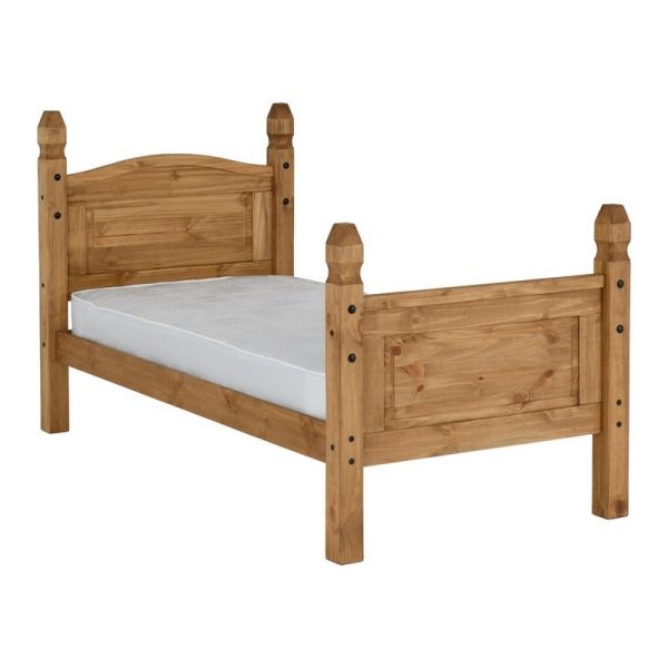 Corona 3 Feet Bed High Foot End - L206.5 x W101.5 x H117 cm - Distressed Waxed Pine