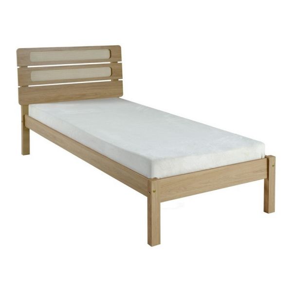 Santana 3 Feet Bed Frame - L202.5 x W105 x H102 cm - Light Oak/Rattan Effect