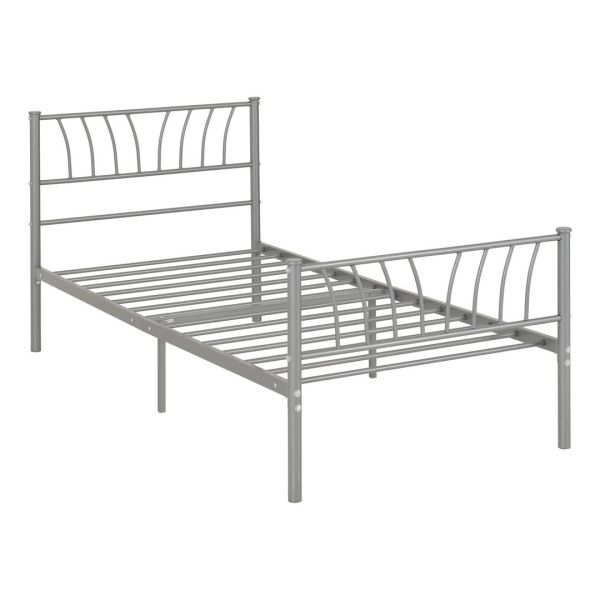 Harlow 3 Feet Bed Frame - Metal - L201 x W96.5 x H88.5 cm - Silver