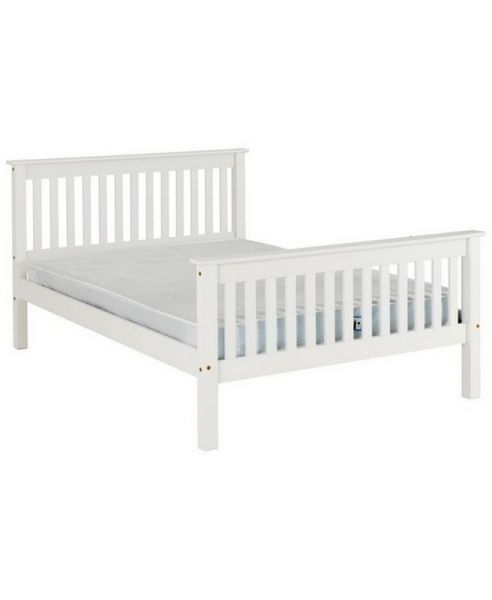 Monaco 4 Feet Bed High Foot End - L205 x W132 x H102.5 cm - White